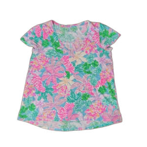 Lilly Pulitzer Etta V-Neck Tee, Multicolor Floral, Size M